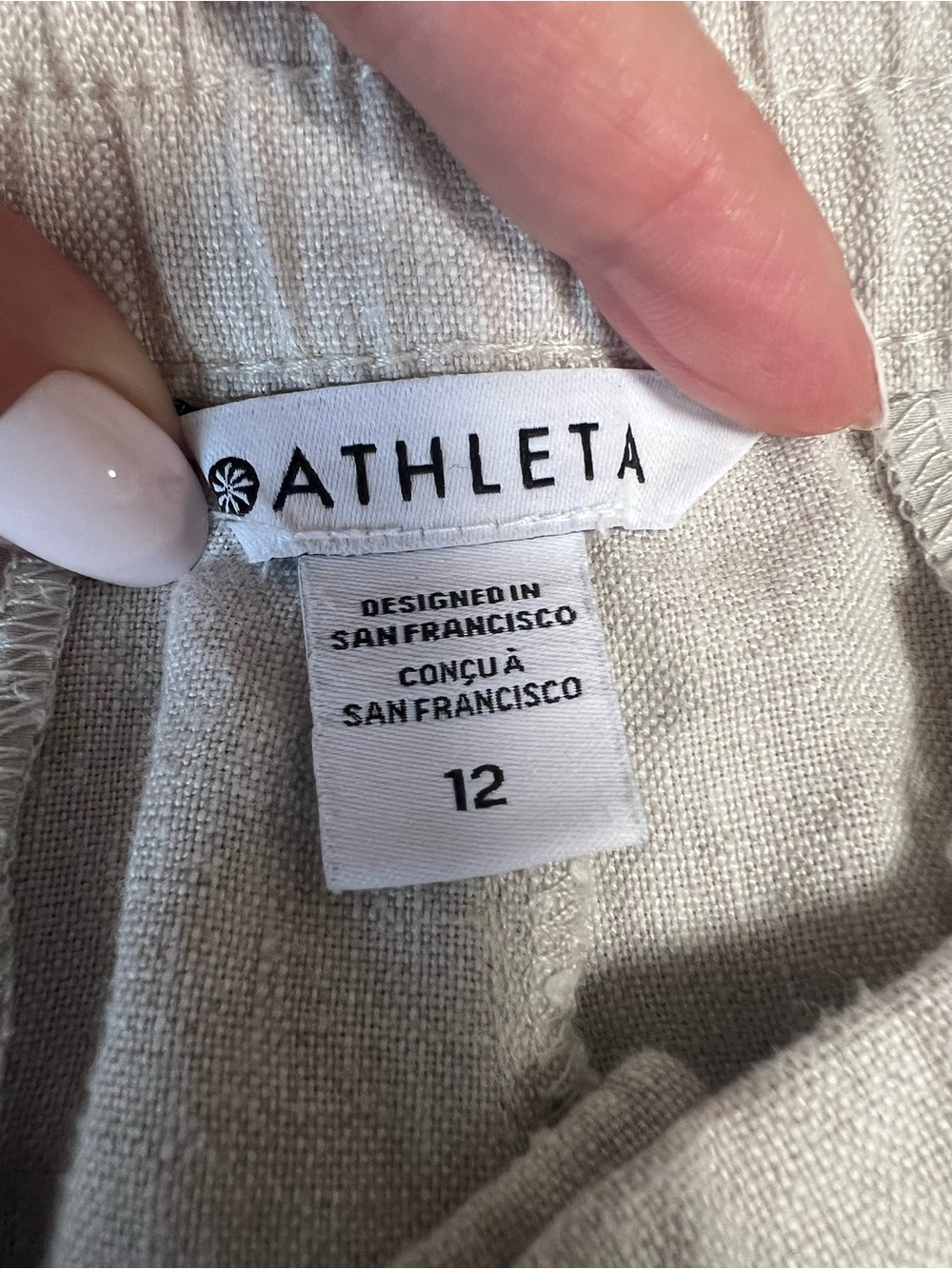 ATHLETA Bermuda Beige 100% Linen Shorts Size 12 Women NWOT - Picture 9 of 10